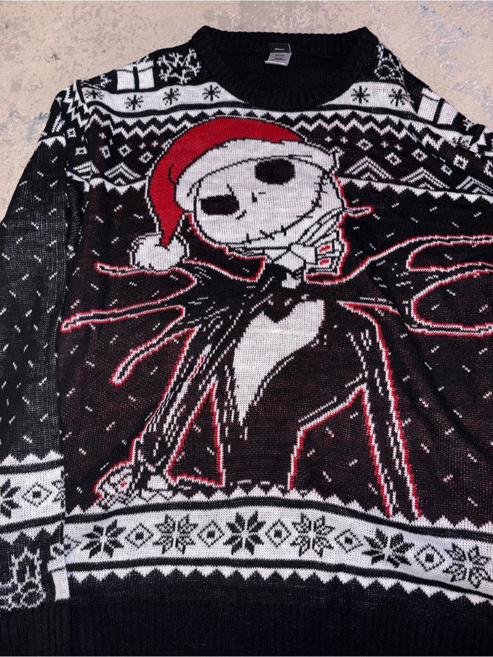 Nightmare Before Christmas Black, White & Red Jack Skellington Crewneck Sweater